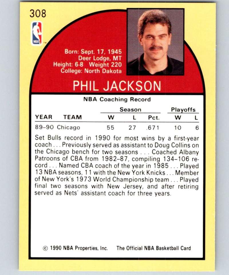 Amazon.com: 1990-91 NBA Hoops #308 Phil Jackson Chicago Bulls CO